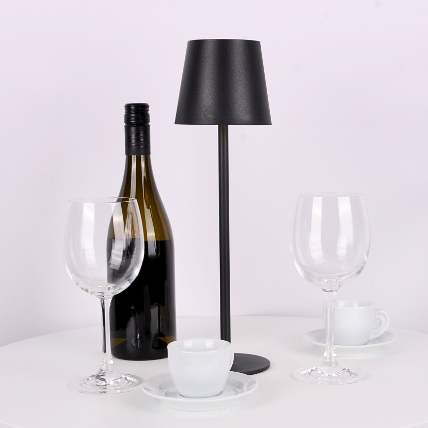 Globo - Candeeiro de exterior LED tátil regulável LED/3W/3,7V IP44 1800mAh + USB preto