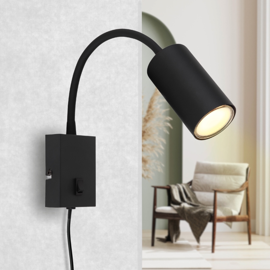 Globo - Candeeiro de parede flexível 1xGU10/25W/230V preto