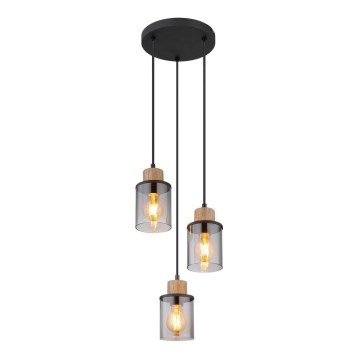 Globo - Candeeiro suspenso 3xE27/15W/230V diâmetro 27 cm carvalho