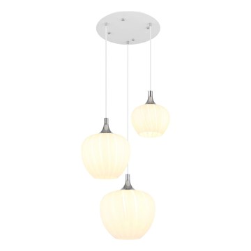 Globo - Candeeiro suspenso 3xE27/40W/230V branco