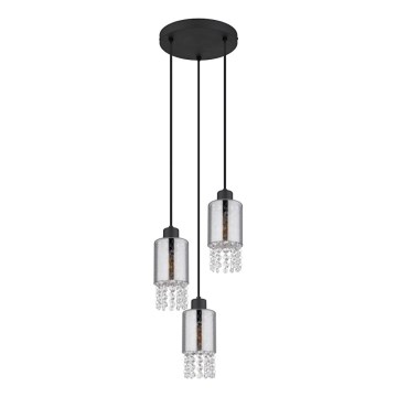 Globo - Candeeiro suspenso 3xE27/40W/230V diâmetro 25 cm preto