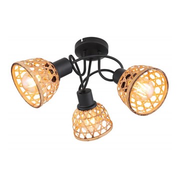 Globo - Candelabro integrado 3xE27/15W/230V bambu