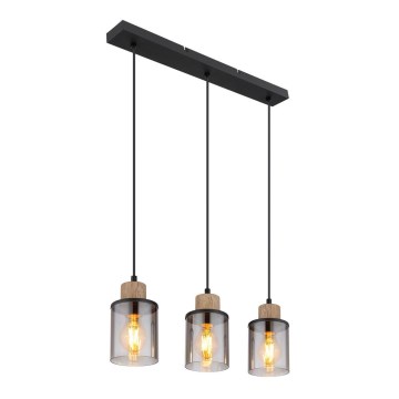 Globo - Candelabro suspenso 3xE27/15W/230V carvalho