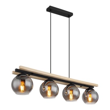 Globo - Candelabro suspenso 4xE27/25W/230V pinho