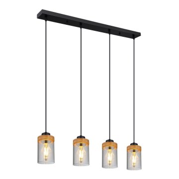 Globo - Candelabro suspenso 4xE27/40W/230V metal/madeira