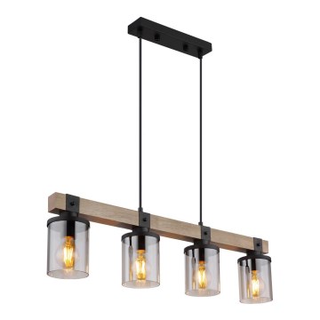 Globo - Candelabro suspenso 4xE27/60W/230V carvalho