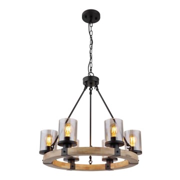 Globo - Candelabro suspenso 6xE27/60W/230V carvalho