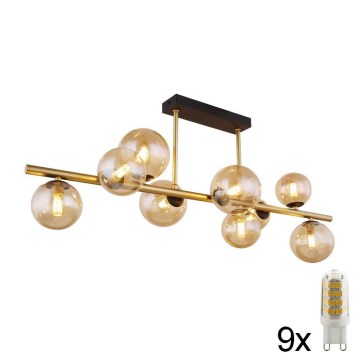 Globo - Candelabro suspenso LED 9xG9/3W/230V latão