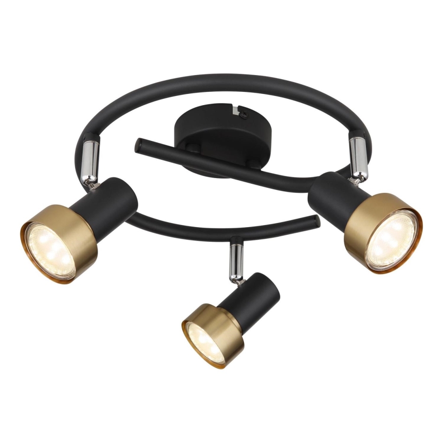Globo - Foco 3xGU10/25W/230V preto/dourado