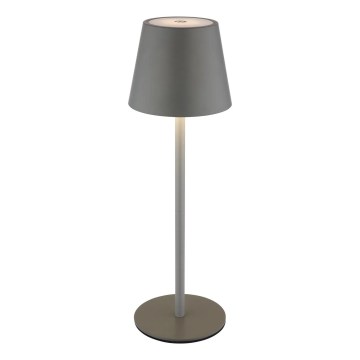 Globo - Lâmpada de mesa exterior LED 3 em 1, recarregável e dimerizável com controlo tátil, 3W/5V, 3000/4000/5000K, IP54, 1800 mAh, cinzento
