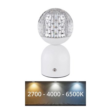 Globo - Lâmpada de mesa LED tátil regulável LED/2,5W/3,7V 2700/4000/6500K 1800 mAh USB branca