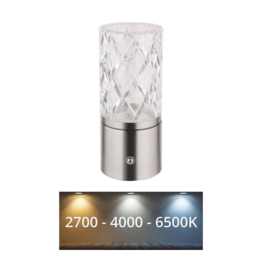 Globo - Lâmpada de mesa tátil LED regulável LED/2,5W/3,7V 2700K/4000K/6500K 1800 mAh USB cromo fosco