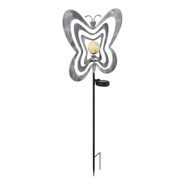 Globo - Luminária solar LED/3V IP44 300 mAh - borboleta prateada