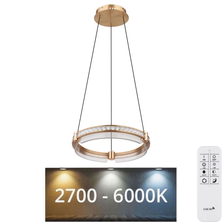 Globo - Lustre de cristal regulável em LED com cabo LED/36W/230V 2700K-6000K + comando à distância