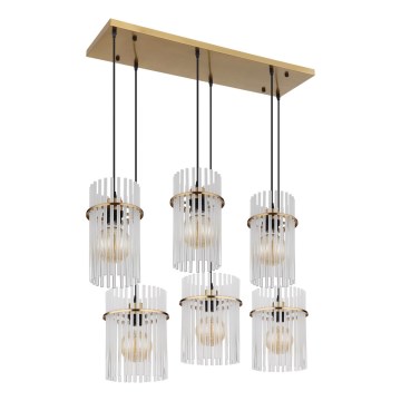 Globo - Lustre pendente com cabo 6xE27/60W/230V dourado