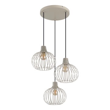 Globo - Lustre suspenso com cabo 3xE27/40W/230V bege