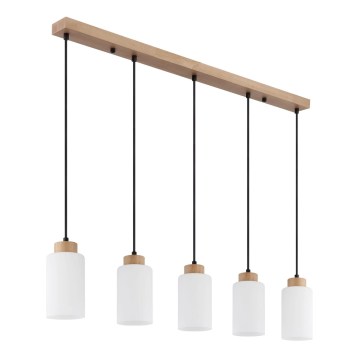 Globo - Lustre suspenso com cabo 5xE27/60W/230V carvalho/branco