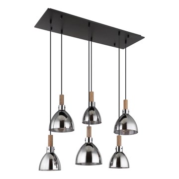 Globo - Lustre suspenso com cabo 6xE27/6W/230V preto/vidro fumado