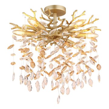 Globo - Lustre suspenso com haste 6xE14/40W/230V dourado