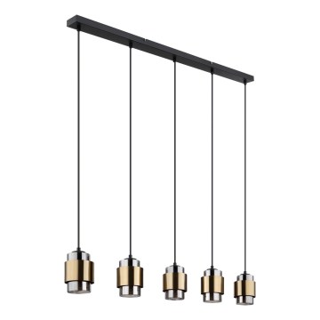 Globo - Lustre suspenso em cabo 5xE27/40W/230V preto/latão