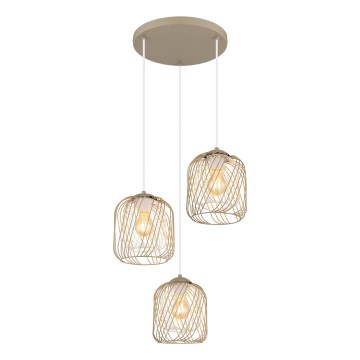 Globo - Lustre suspenso por cabo 3xE27/40W/230V bege/branco