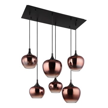 Globo - Lustre suspenso por cabo 6xE27/40W/230V, acabamento cobre