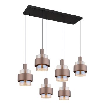 Globo - Lustre suspenso por cabo 6xE27/60W/230V castanho