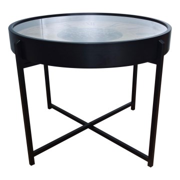 Globo - Mesa de centro com relógio, diâmetro 71,5 cm, preta