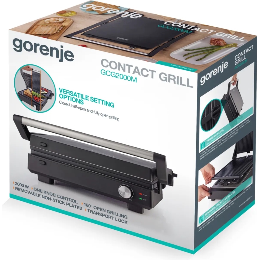 GORENJE GCG2000M - Grelhador de contacto 1800W/230V preto