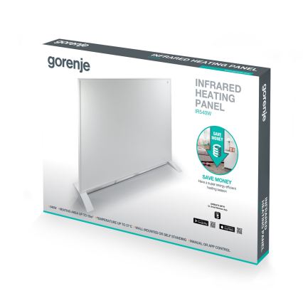 GORENJE IR540W - Painel infravermelho elétrico inteligente 540W, temporizador, IP44, Wi‑Fi, branco