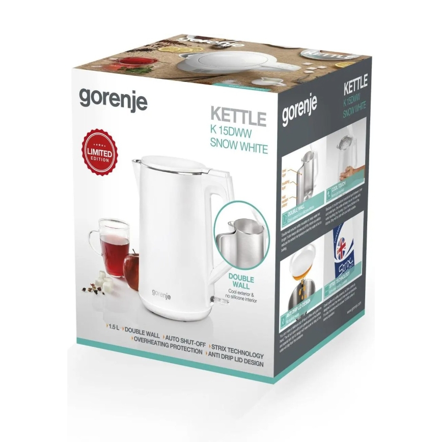 GORENJE K15DWW - Chaleira elétrica 1,5 l 2200W/230V branca