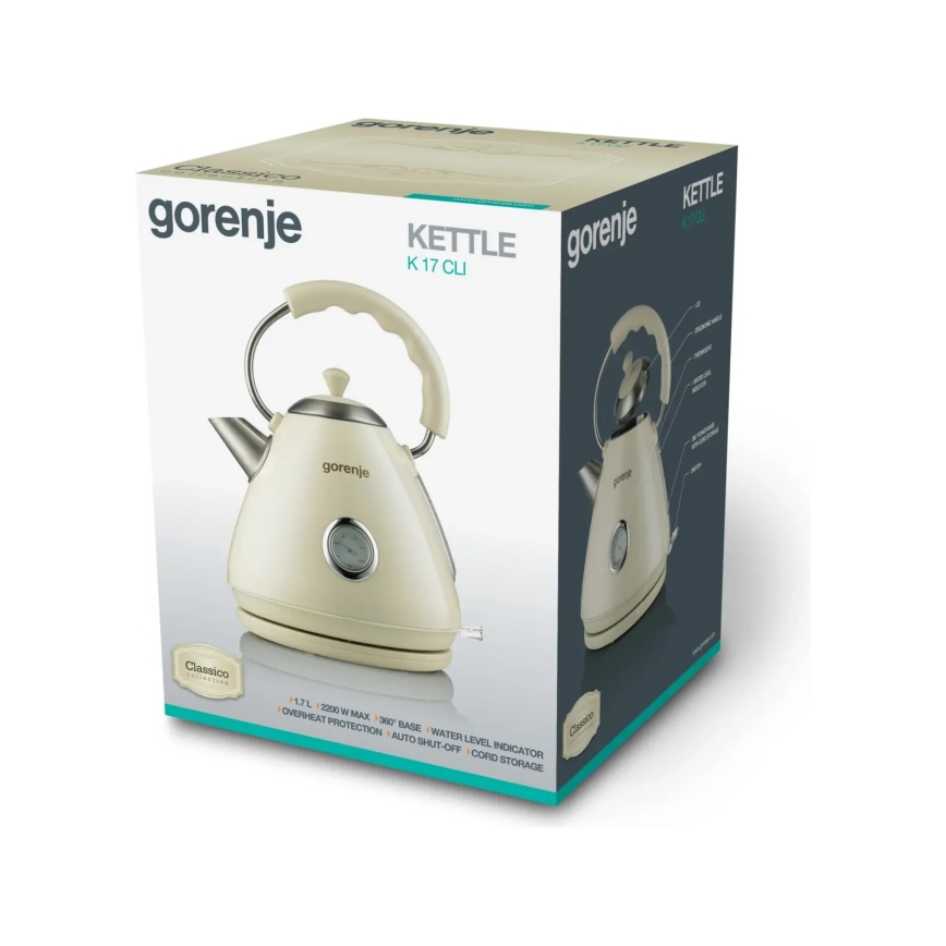 GORENJE K17CLI - Chaleira eléctrica rápida 1,7 l 2200W/230V bege