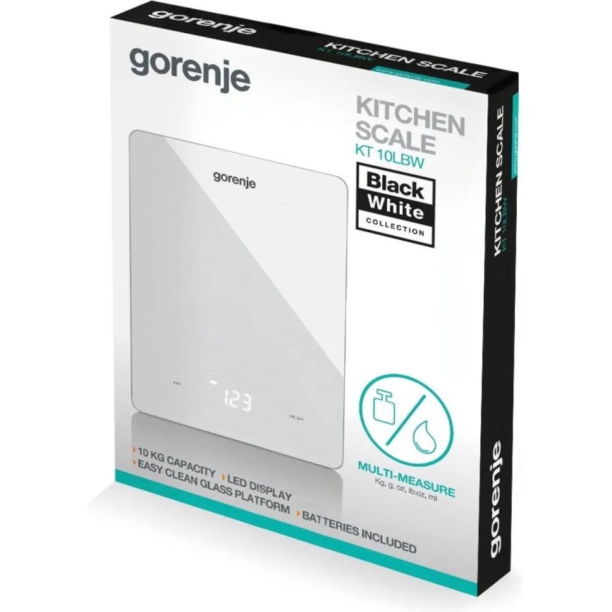 GORENJE KT10LBW - Balança de cozinha digital 3xAAA branca
