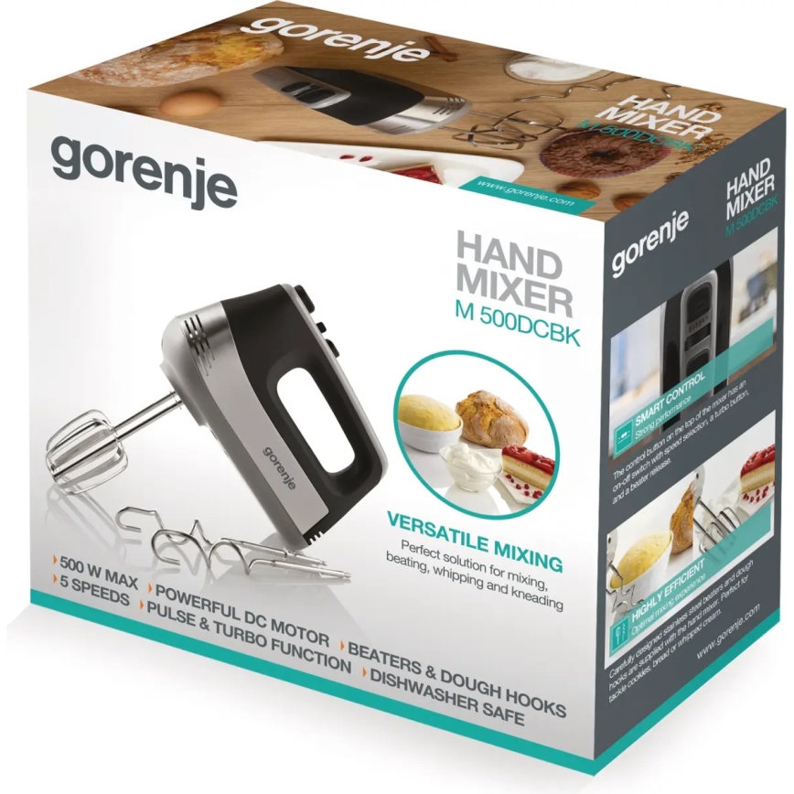 GORENJE M500DCBK - Batedeira de mão 500W/230V preto/cinzento