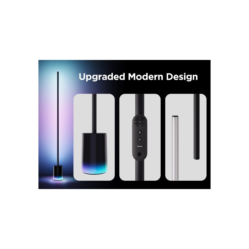 Govee - Candeeiro de chão LED com regulação Smart MATTER LED RGBICWW 2200-6500K Wi-Fi + comando