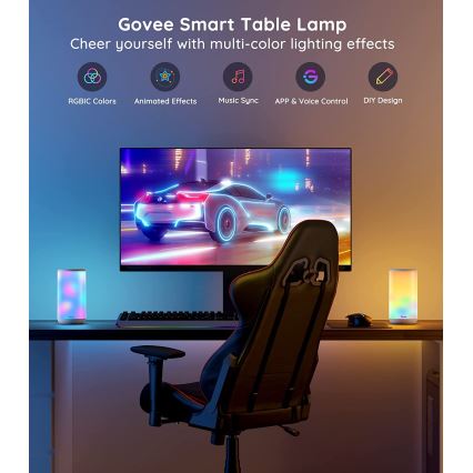 Govee - Candeeiro de mesa LED RGBIC com regulação AURA 2 2200-6500K Wi-Fi Matter