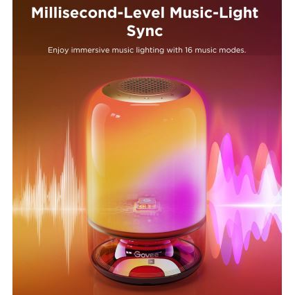 Govee - Candeeiro de mesa LED RGBW regulável com altifalante LED/36W/12V Wi‑Fi