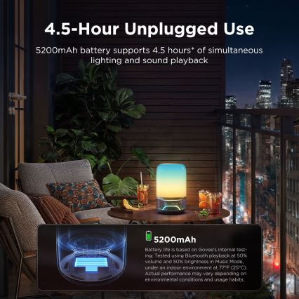 Govee - Candeeiro de mesa LED RGBW regulável com altifalante LED/36W/12V Wi‑Fi