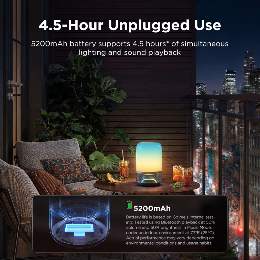 Govee - Candeeiro de mesa LED RGBW regulável com altifalante LED/36W/12V Wi‑Fi