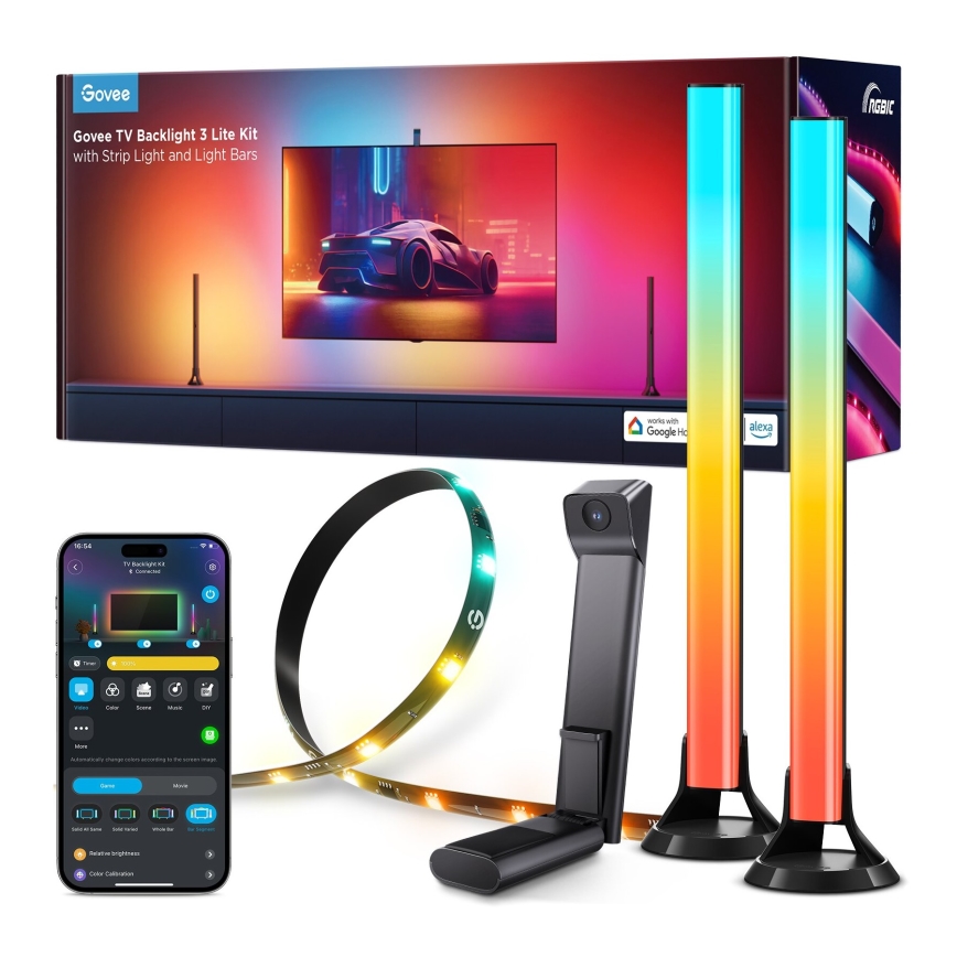 Govee - CONJUNTO 2x Backlight TV 55-65 SMART LED retroiluminação RGBICW Wi-Fi