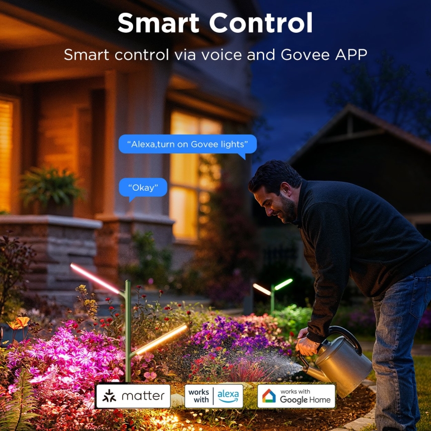 Govee- CONJUNTO 2x Lâmpadas de exterior LED RGBICWW regulável LED/36W/230V IP66 2700-6500K Wi-Fi