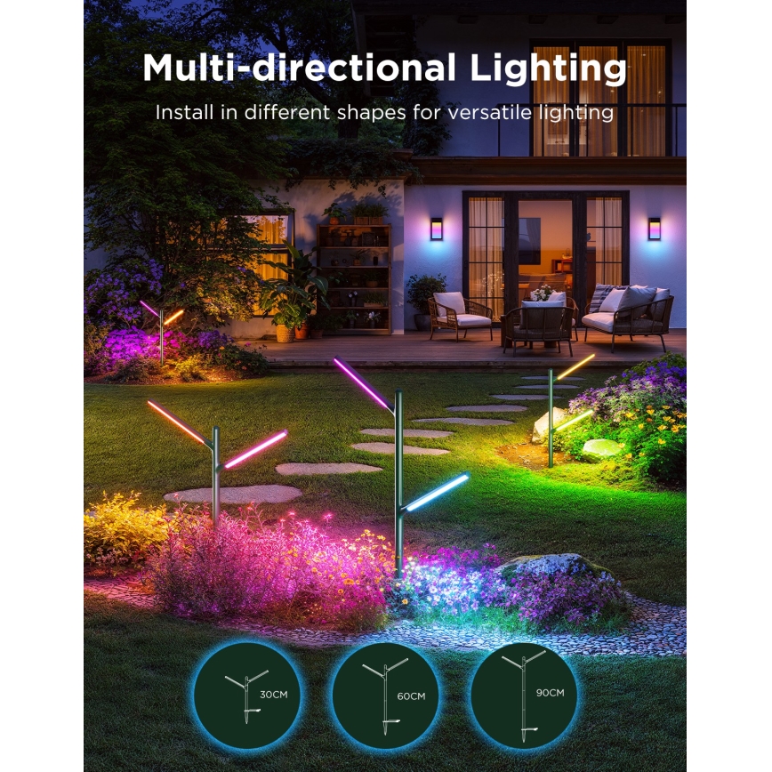 Govee- CONJUNTO 2x Lâmpadas de exterior LED RGBICWW regulável LED/36W/230V IP66 2700-6500K Wi-Fi