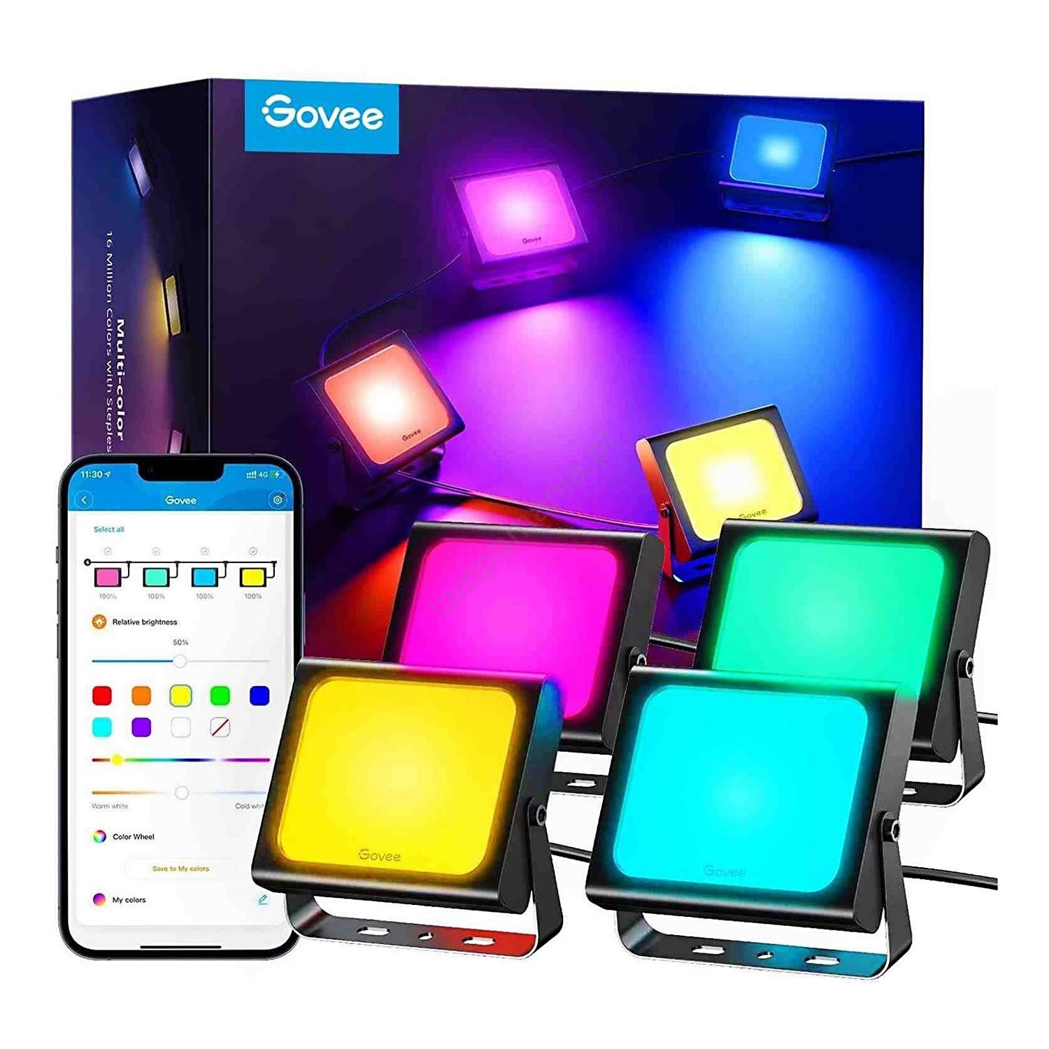 Govee CONJUNTO 4x Flood Lights exterior SMART LED iluminações WiFi