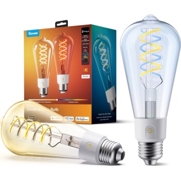 Govee - Conjunto de 2 lâmpadas LED RGBWW reguláveis Smart MATTER ST64 E27/5W/230V 2700-6500K Wi-Fi
