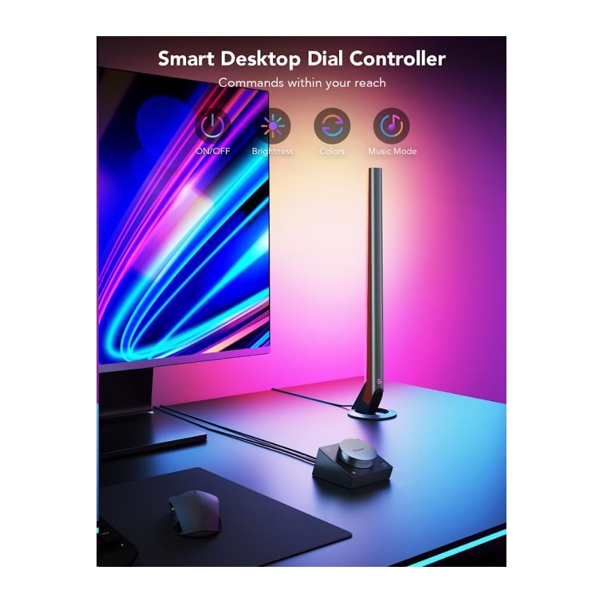 Govee - Conjunto de 2 Painéis Smart Gaming Wi-Fi LED RGBIC + Smart Dual preto + comando remoto