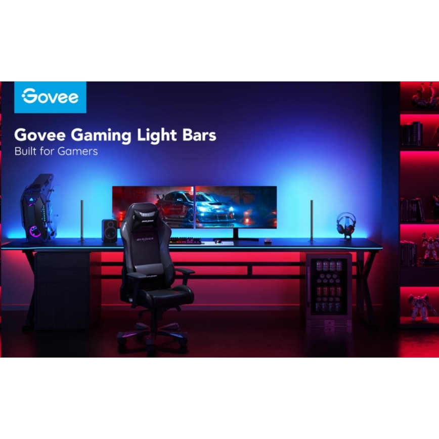 Govee - Conjunto de 2 Painéis Smart Gaming Wi-Fi LED RGBIC + Smart Dual preto + comando remoto