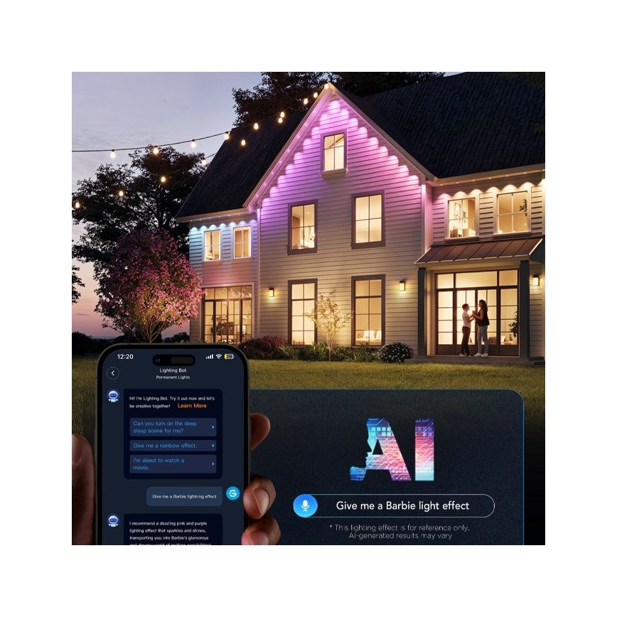 Govee - Cordão de spots LED RGBIC 30 m, Wi‑Fi, Matter, IP67