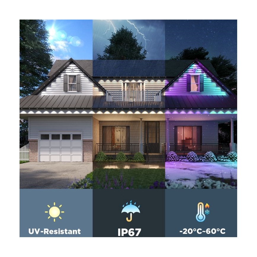 Govee - Cordão de spots LED RGBIC 30 m, Wi‑Fi, Matter, IP67