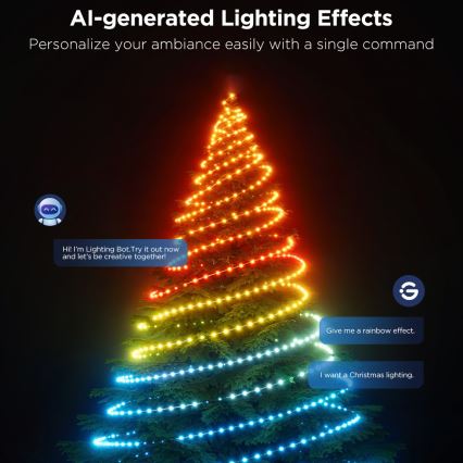 Govee - Corrente de Natal LED RGBICW para exterior 2700-6500K 20m Wi-Fi Matter IP66