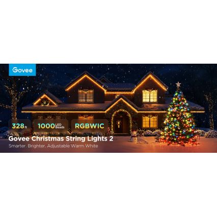 Govee - Corrente de Natal LED RGBICW para exterior 2700-6500K 20m Wi-Fi Matter IP66
